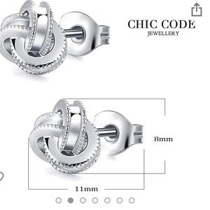 Chic code sterling silver knot stud earrings